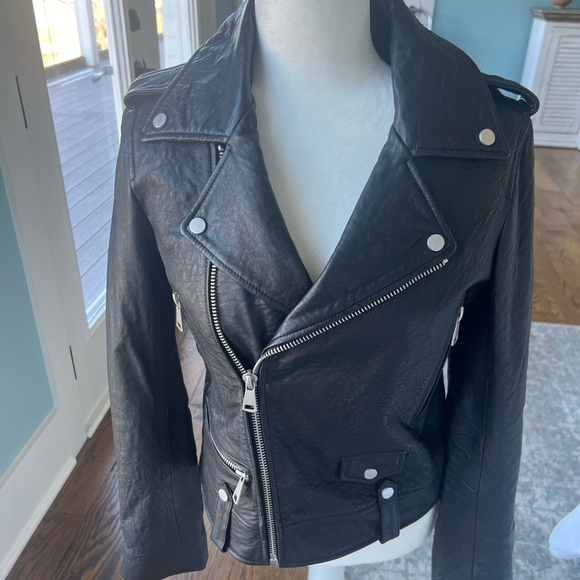 7 For All Mankind Jackets & Blazers - 7 for all Mankind Size Small Black Leather Moto Jacket